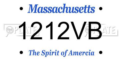 1212VB Massachusetts License Plate