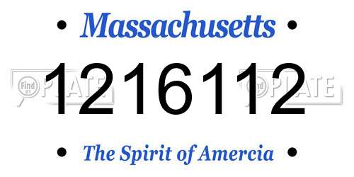 1216112 Massachusetts License Plate