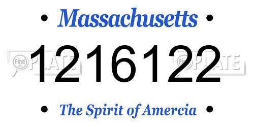 1216122 Massachusetts License Plate
