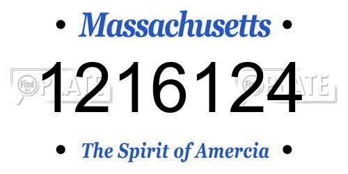 1216124 Massachusetts License Plate