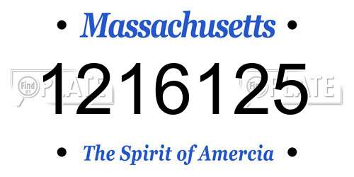 1216125 Massachusetts License Plate