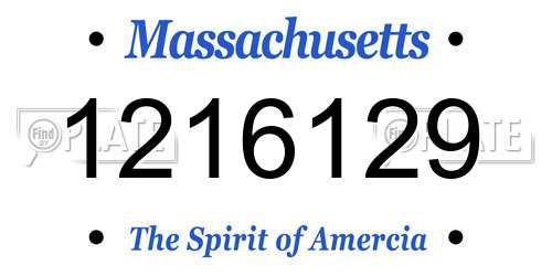1216129 Massachusetts License Plate