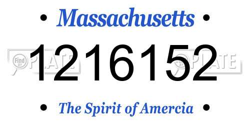1216152 Massachusetts License Plate