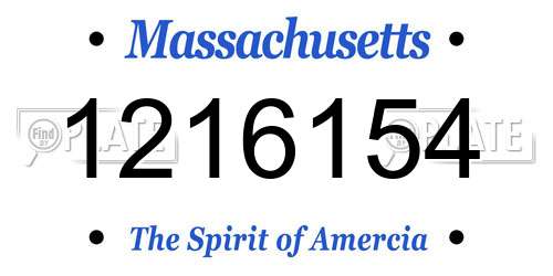 1216154 Massachusetts License Plate