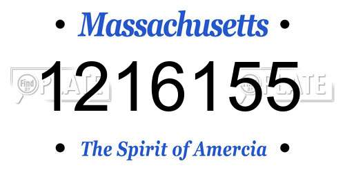 1216155 Massachusetts License Plate