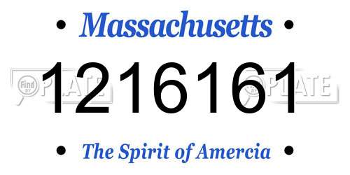 1216161 Massachusetts License Plate