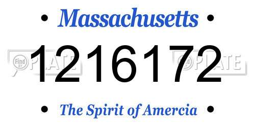 1216172 Massachusetts License Plate