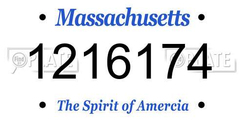 1216174 Massachusetts License Plate