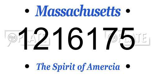 1216175 Massachusetts License Plate