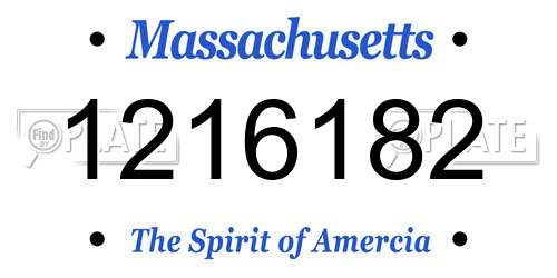 1216182 Massachusetts License Plate