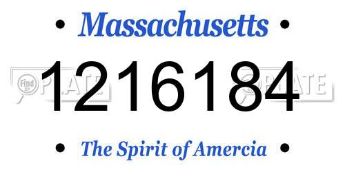 1216184 Massachusetts License Plate