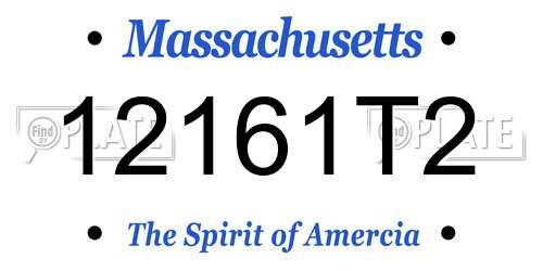 12161T2 Massachusetts License Plate