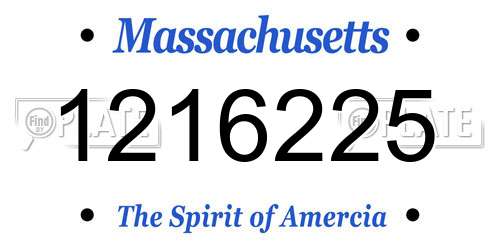 1216225 Massachusetts License Plate