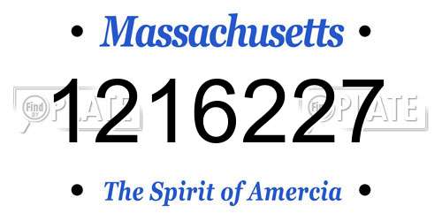 1216227 Massachusetts License Plate