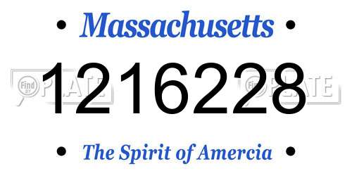 1216228 Massachusetts License Plate