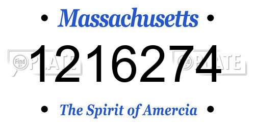 1216274 Massachusetts License Plate