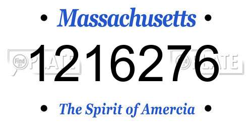 1216276 Massachusetts License Plate
