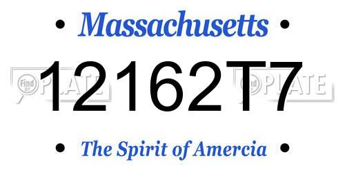 12162T7 Massachusetts License Plate