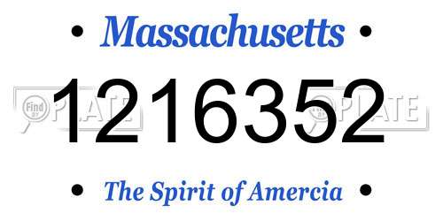 1216352 Massachusetts License Plate