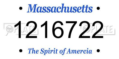 1216722 Massachusetts License Plate