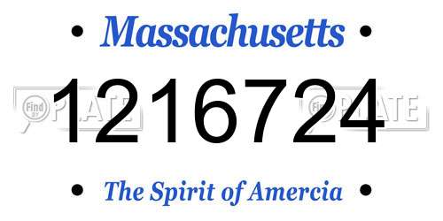 1216724 Massachusetts License Plate