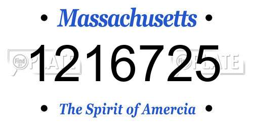 1216725 Massachusetts License Plate