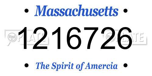 1216726 Massachusetts License Plate