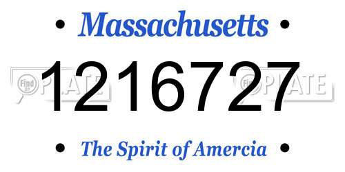 1216727 Massachusetts License Plate