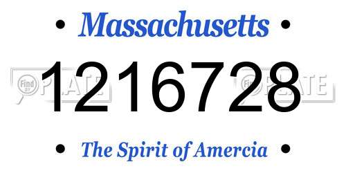 1216728 Massachusetts License Plate