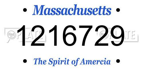 1216729 Massachusetts License Plate