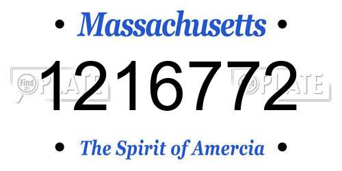 1216772 Massachusetts License Plate