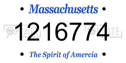 1216774 Massachusetts License Plate