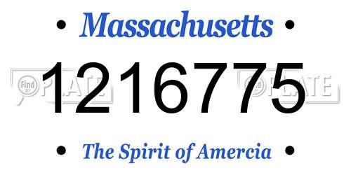1216775 Massachusetts License Plate