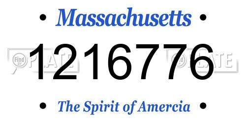 1216776 Massachusetts License Plate