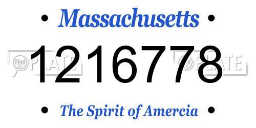 1216778 Massachusetts License Plate