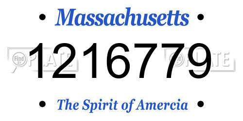1216779 Massachusetts License Plate