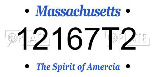 12167T2 Massachusetts License Plate