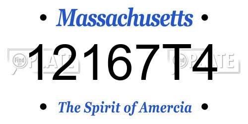 12167T4 Massachusetts License Plate
