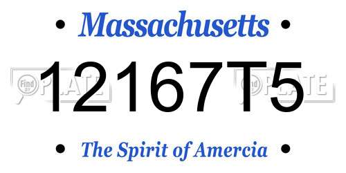 12167T5 Massachusetts License Plate