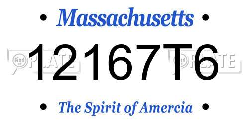 12167T6 Massachusetts License Plate