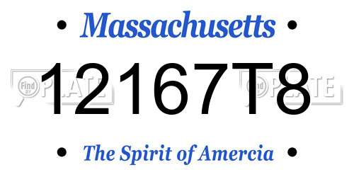 12167T8 Massachusetts License Plate