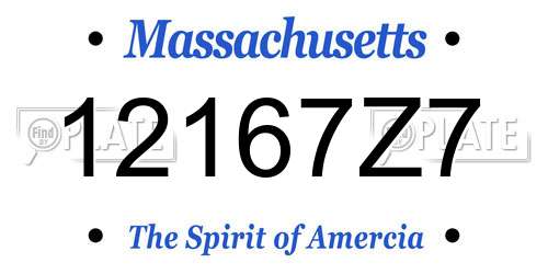 12167Z7 Massachusetts License Plate