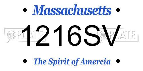 1216SV Massachusetts License Plate