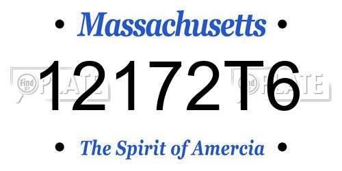 12172T6 Massachusetts License Plate