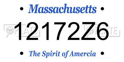 12172Z6 Massachusetts License Plate