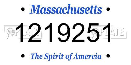 1219251 Massachusetts License Plate