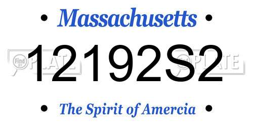 12192S2 Massachusetts License Plate