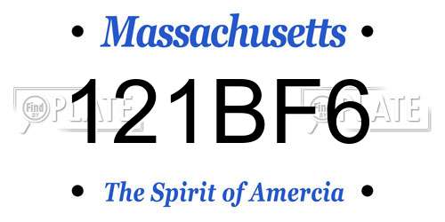 121BF6 Massachusetts License Plate