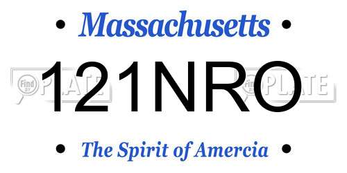121NRO Massachusetts License Plate