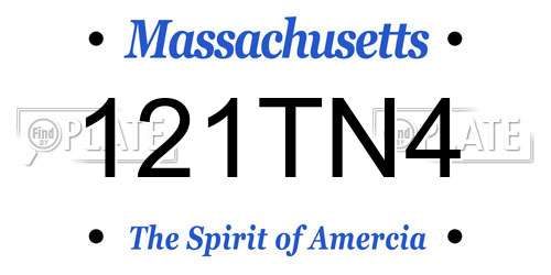 121TN4 Massachusetts License Plate